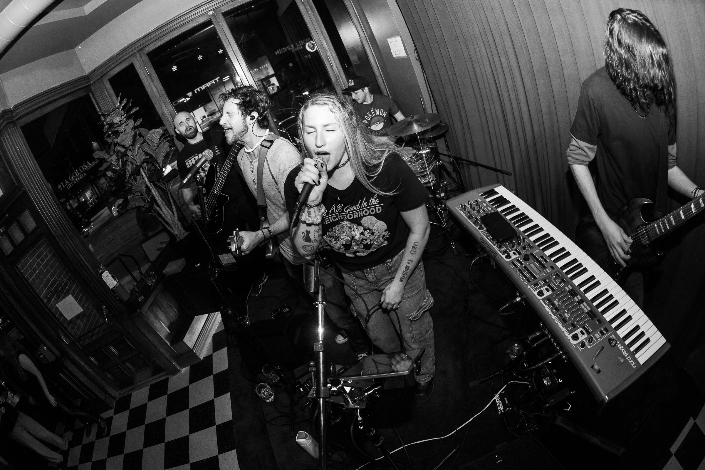 Performers on Cassette's stage in the main room